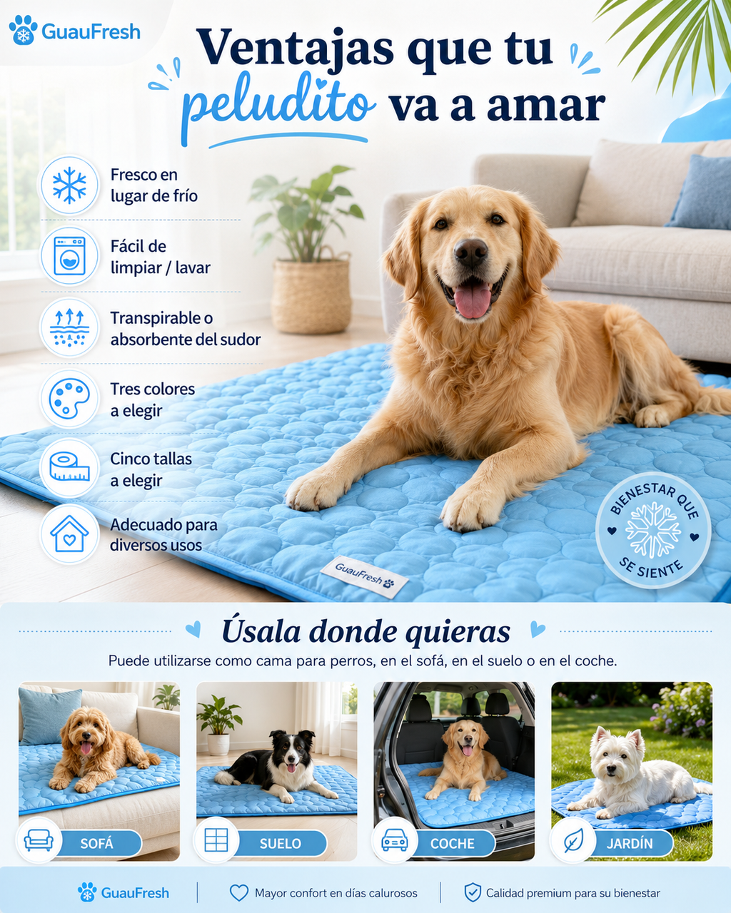 GuauFresh Cooling Mat — Colchoneta Refrescante para Perros y Gatos